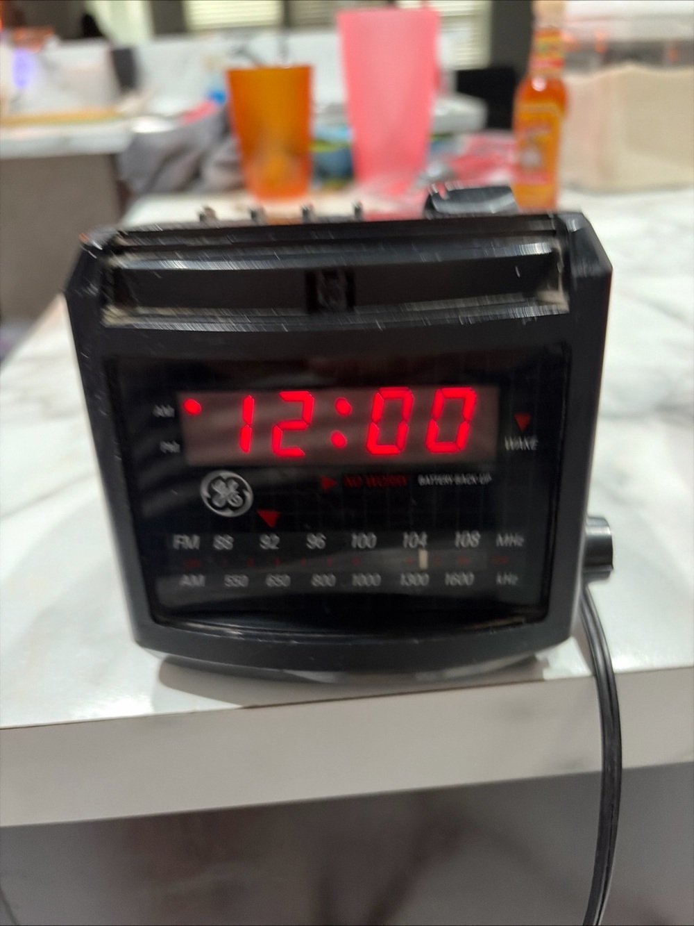 Black Digital AM/FM Alarm Clock Radio with Red LED Display